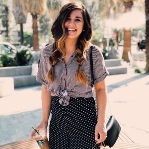 Red and white striped button down shirt!